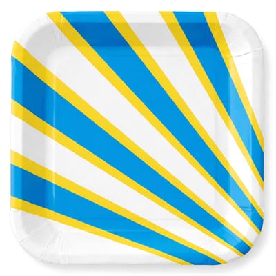 Papperstallrikar Blå/Gul Fyrkantiga