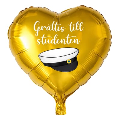 Stor Guld Studentballong med Studentmössa