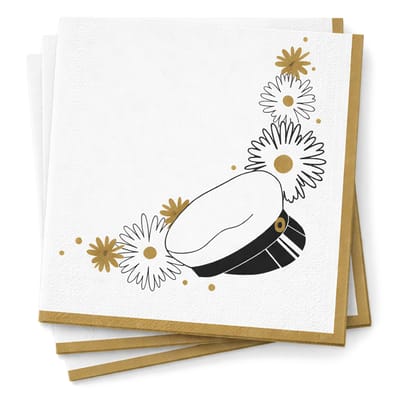 Student Servetter Studentmössa Vit/Guld