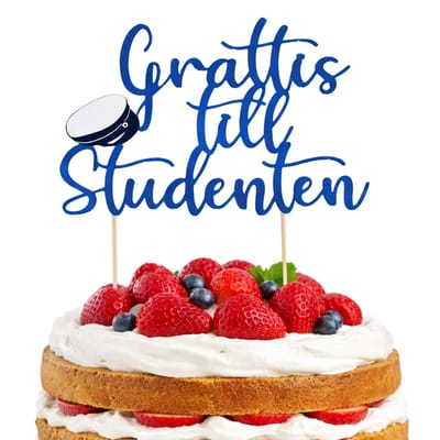 Student Tårtdekoration Grattis Till Studenten Blå