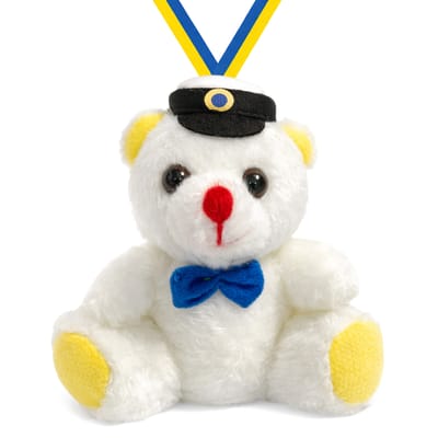 Studentnalle Vit med Fluga