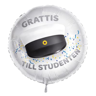 Vit Studentballong Folie Studentmössa