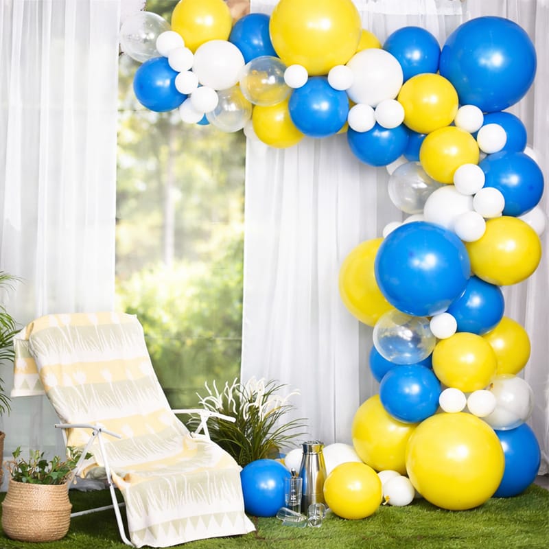 Ballongbåge Student Gul/Blå/Vit