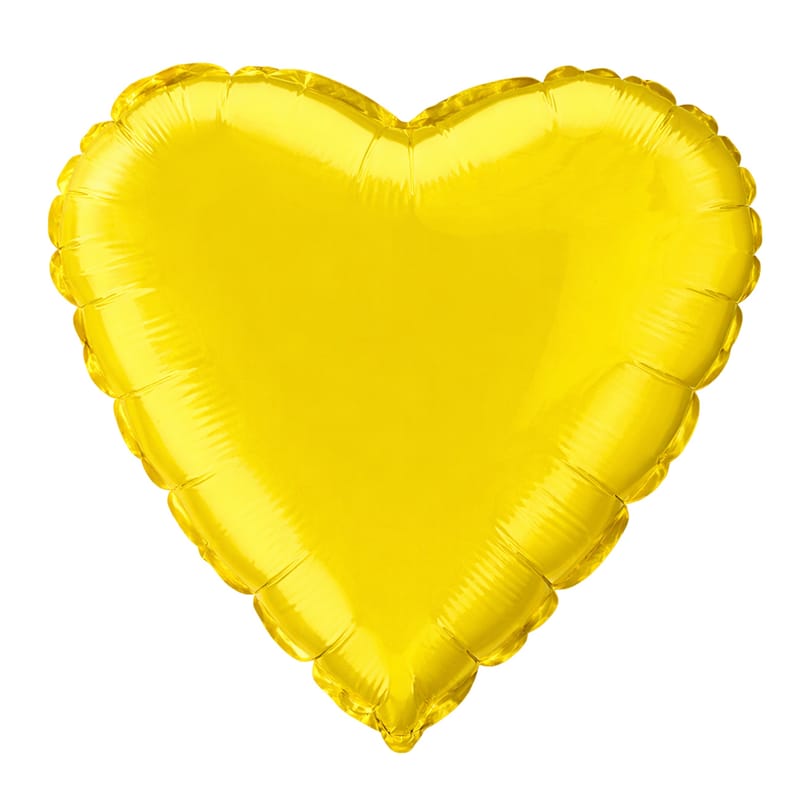 Gul Folieballong Hjärta