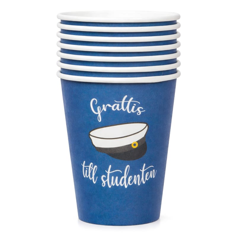 Pappersmuggar Grattis Till Studenten Blå/Vit bild 2