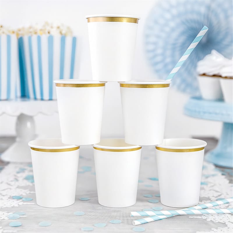 Pappersmuggar Guldkant Vit bild 2