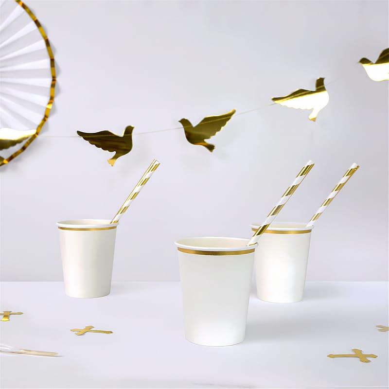 Pappersmuggar Guldkant Vit bild 3