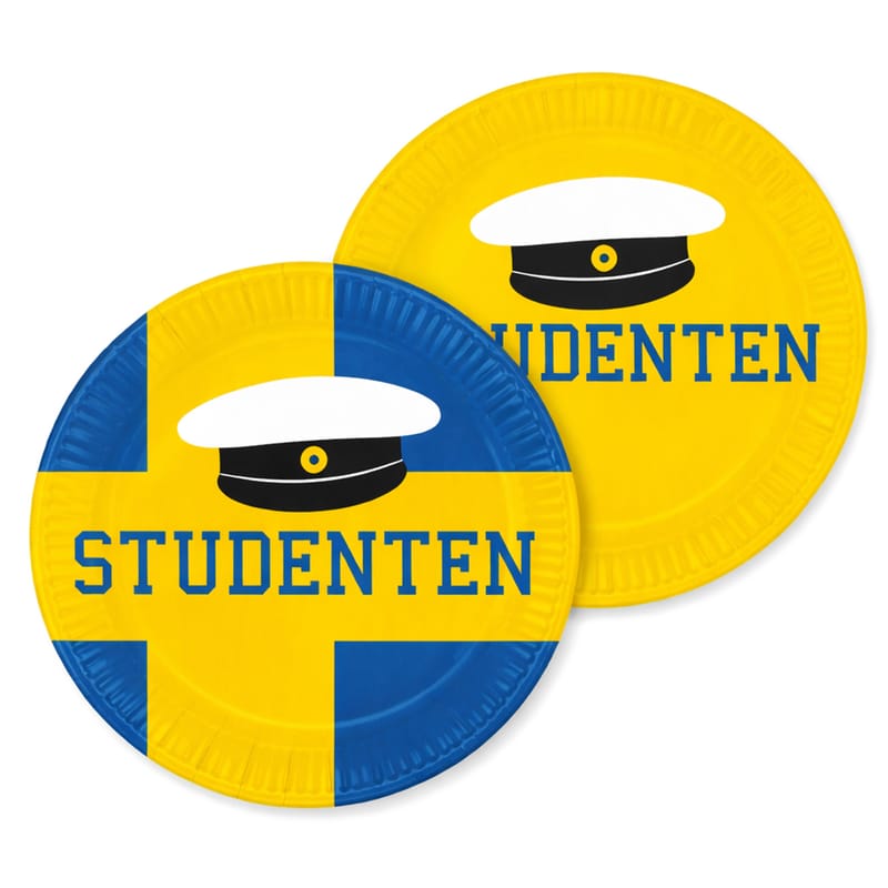 Papperstallrikar Studenten Blå/Gul bild 2