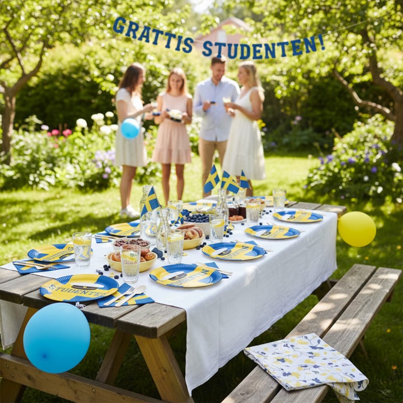 Papperstallrikar Studenten Blå/Gul bild 3