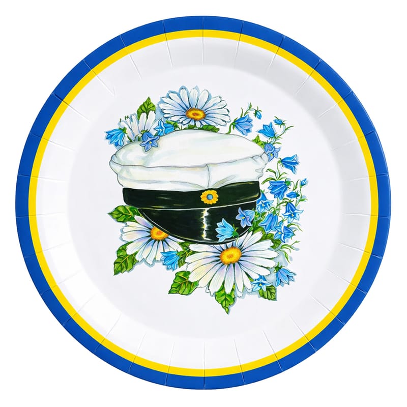 Papperstallrikar Studentmössa med Blommor