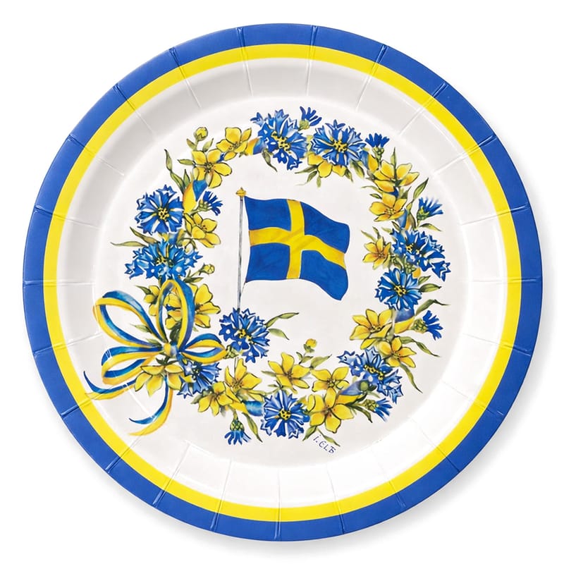 Papptallrikar Sverige Svensk Flagga