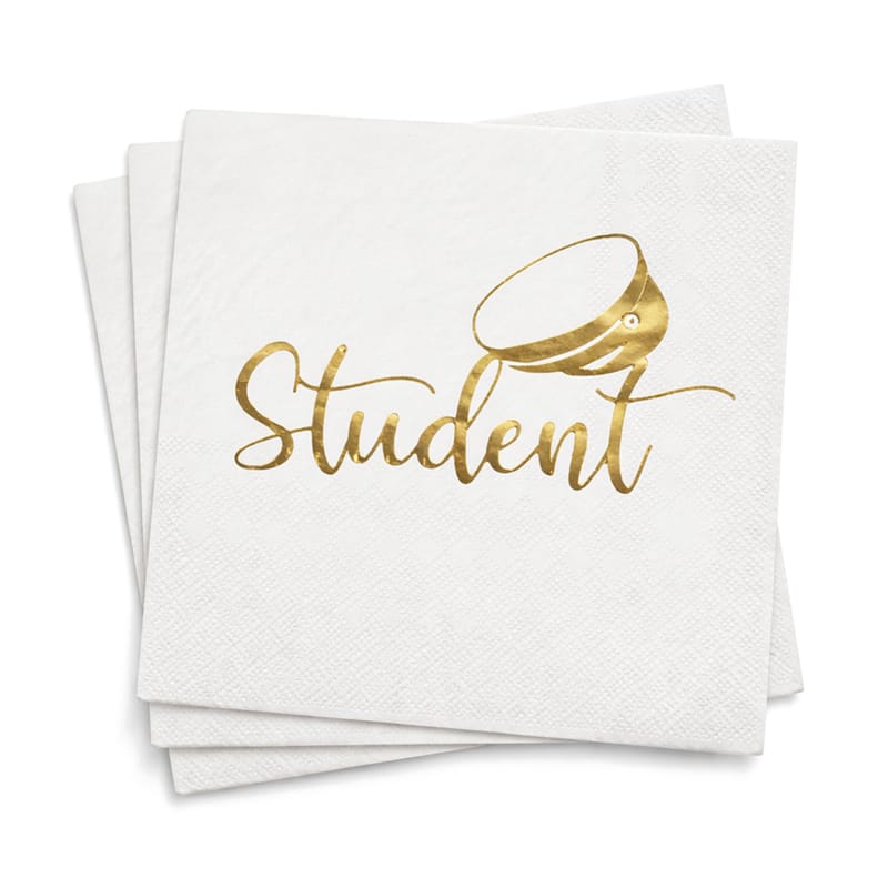 Student Kaffeservetter Studentmössa Guld