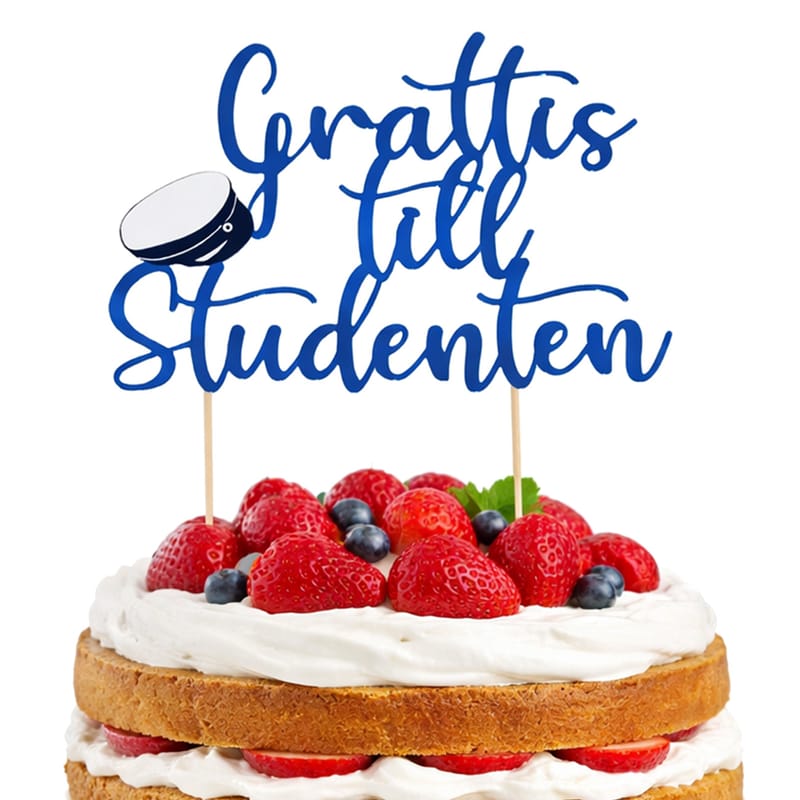 Student Tårtdekoration Grattis Till Studenten Blå