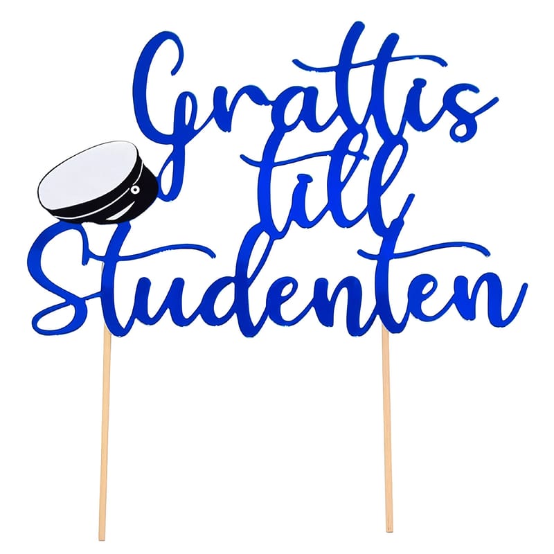 Student Tårtdekoration Grattis Till Studenten Blå bild 3