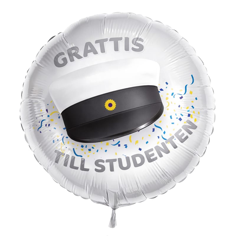Vit Studentballong Folie Studentmössa